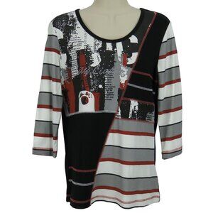 Orly City Limits Top Womens Size Small Stretchy Studs Black Red White NWT's